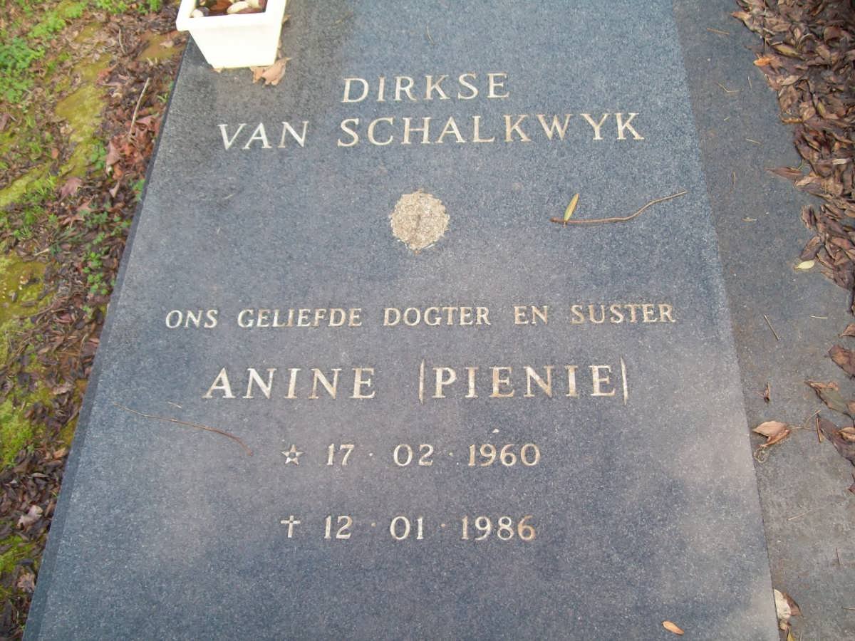 SCHALKWYK Anine, dirkse van 1960-1986