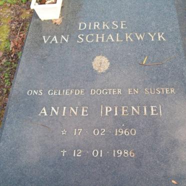 SCHALKWYK Anine, dirkse van 1960-1986