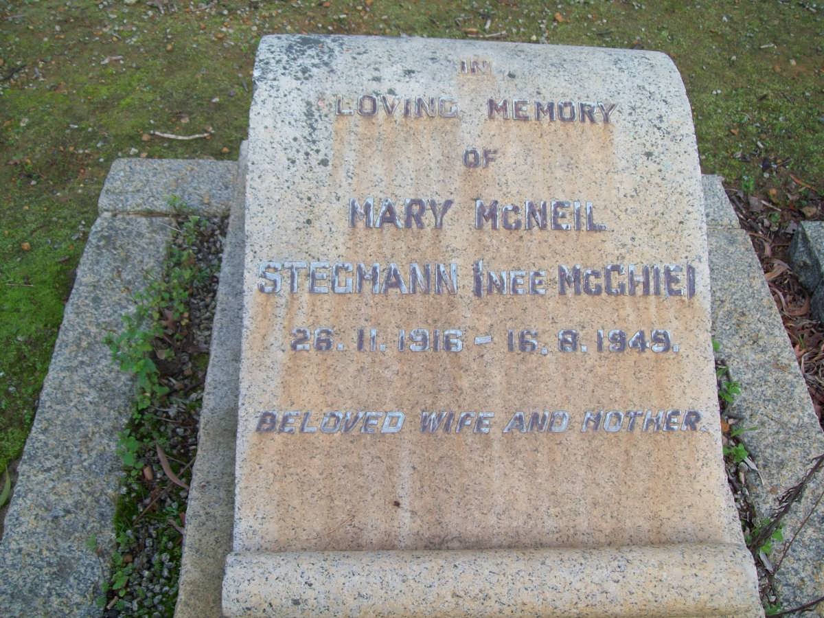 STEGMANN Mary McNeil nee McGHIE 1916-1949