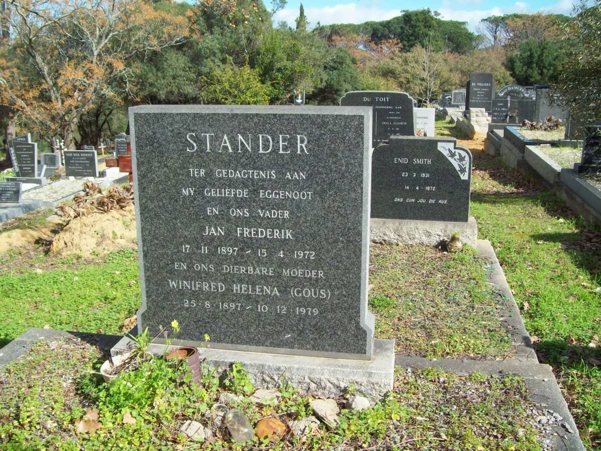 STANDER Jan Frederick 1897-1972 &amp; Winifred Helena GOUS 1897-1979
