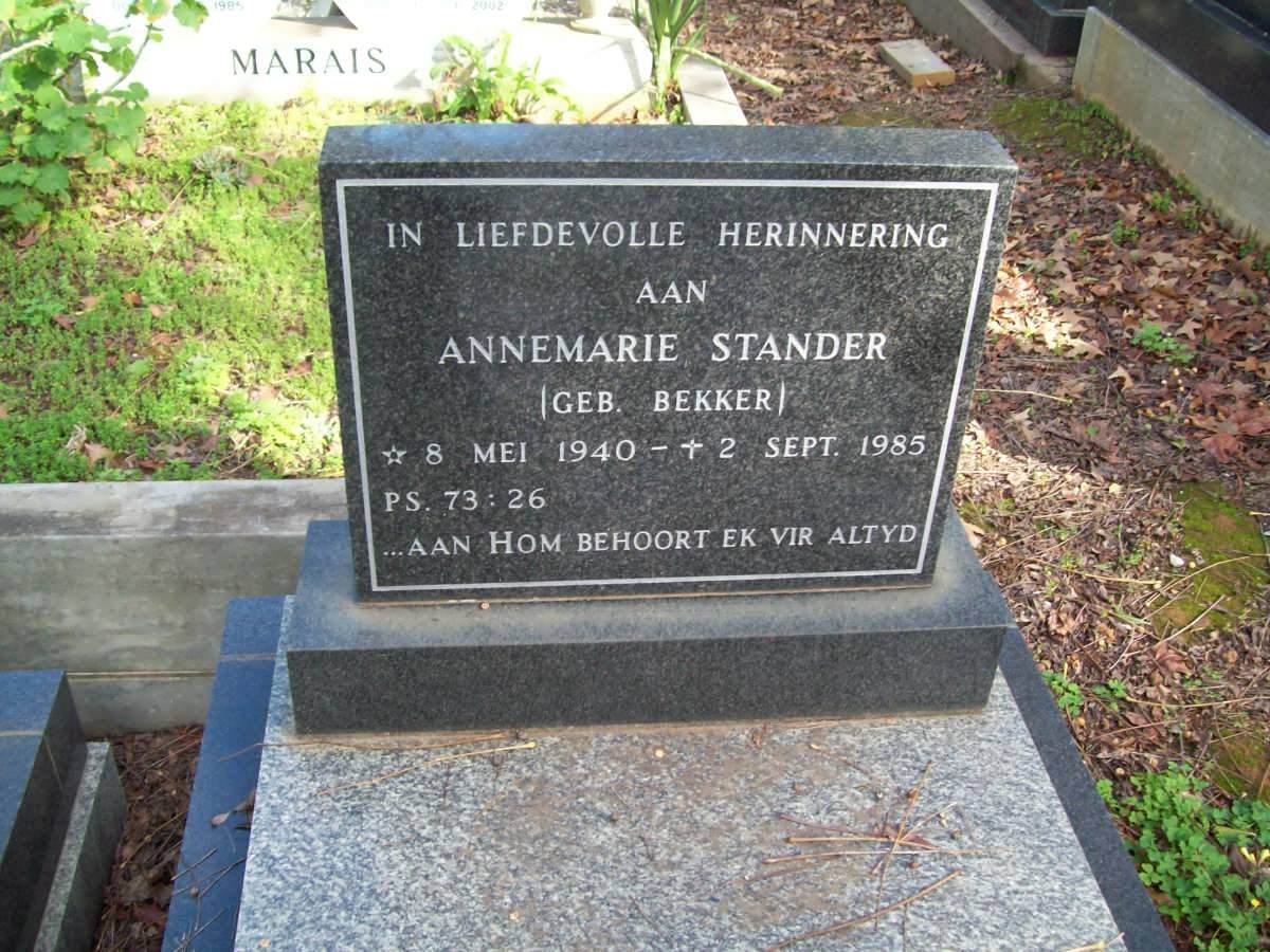 STANDER Annemarie nee BEKKER 1940-1985