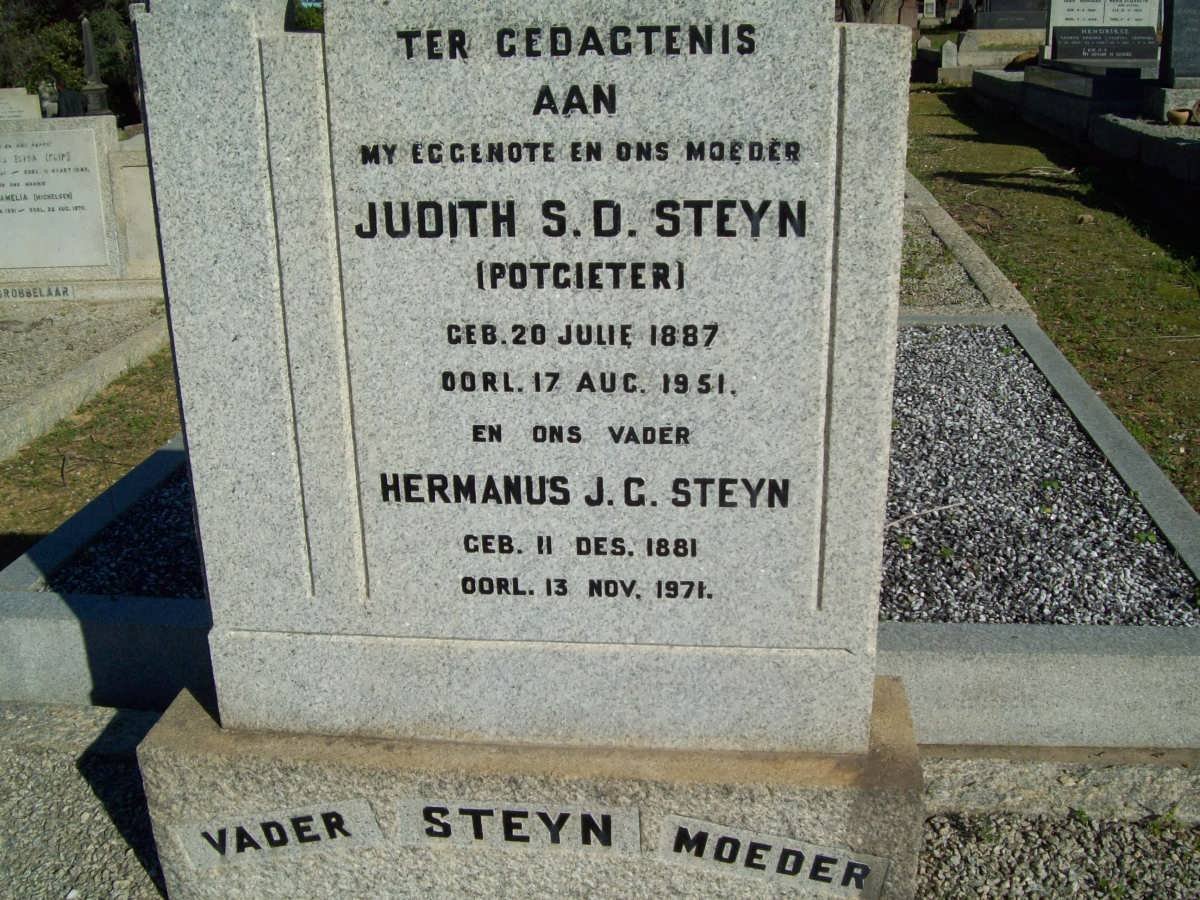 STEYN Hermanus J.G. 1881-1971 &amp; Judith S.D. POTGIETER 1887-1951
