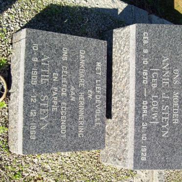 STEYN Attie 1909-1969 :: STEYN Annie J. nee LOUW 1870-1926