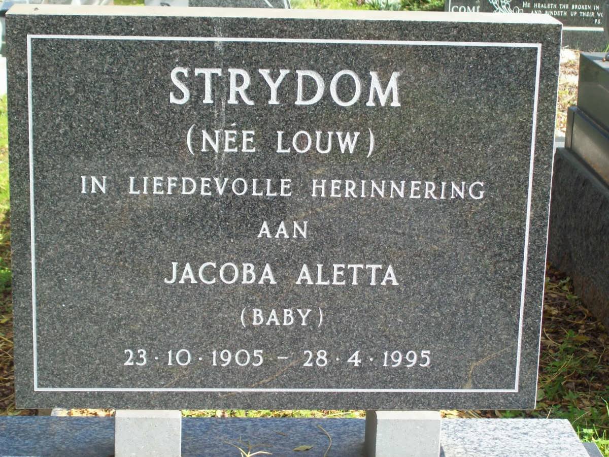 STRYDOM Jacoba Aletta nee LOUW 1905-1995