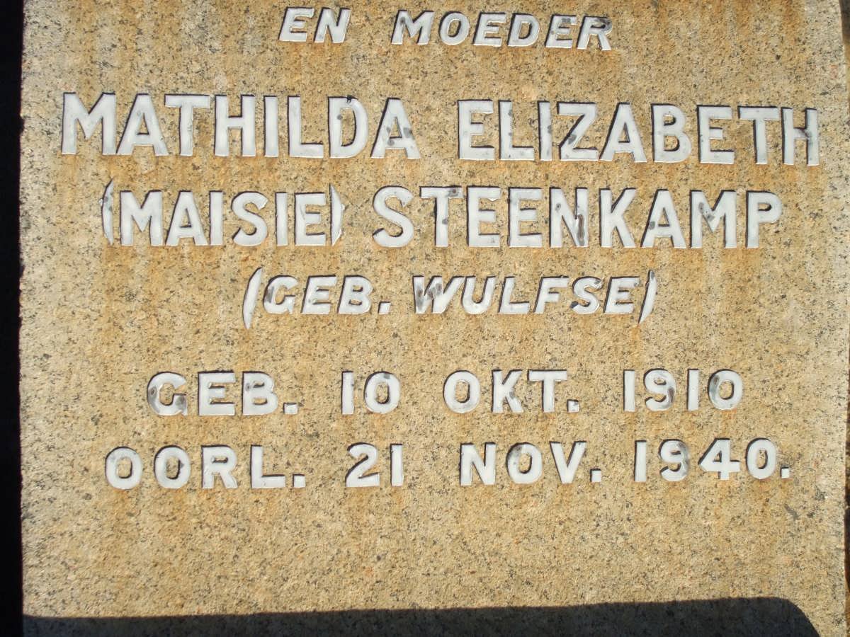STEENKAMP Mathilda Elizabeth nee WULFSE 1910-1940