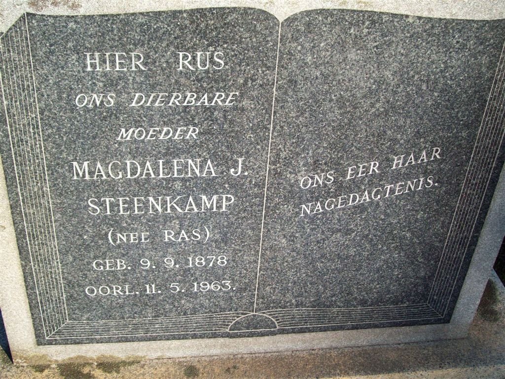 STEENKAMP Magdalena J. nee RAS 1878-1963