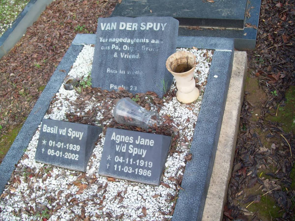 SPUY Basil, v.d. 1939-2002 &amp; Agnes Jane 1919-1986