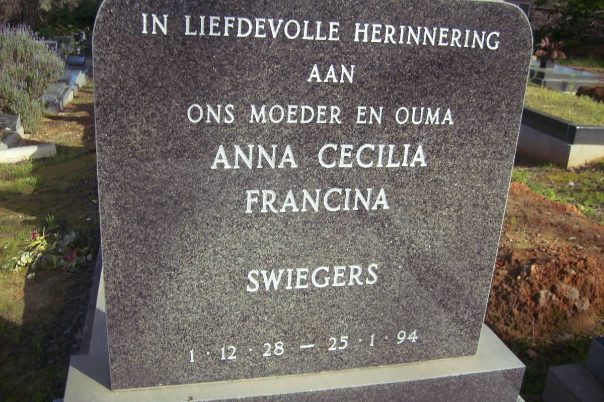 SWIEGERS Anna Cecilia Francina 1928-1994