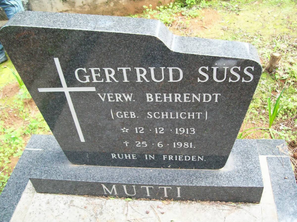 SUSS Getrud previously BEHRENDT nee SCHLICHT 1913-1981