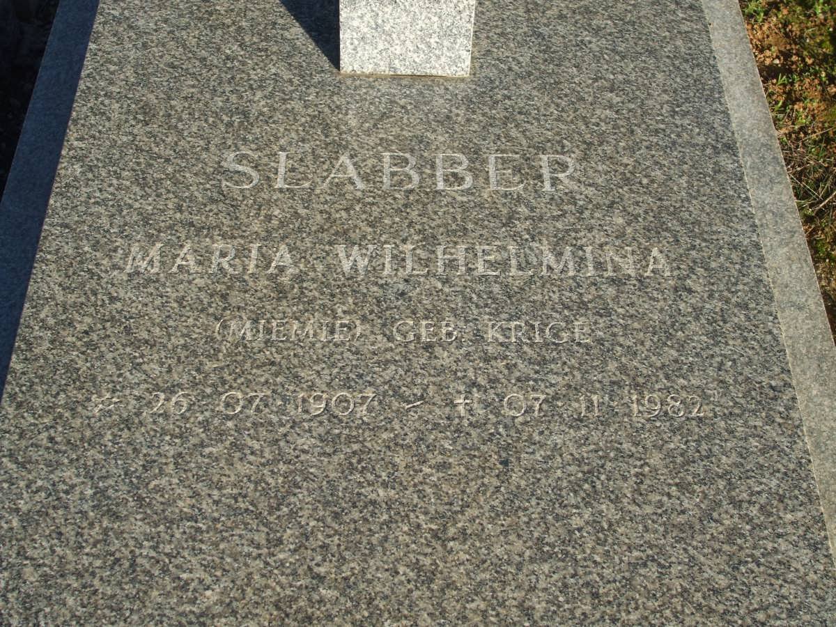SLABBER Marie Wilhelmina nee KRIGE 1907-1982