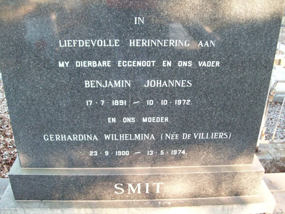 SMIT Benjamin Johannes 1891-1972 &amp; Gerhardina Wilhelmina DE VILLIERS 1900-1974