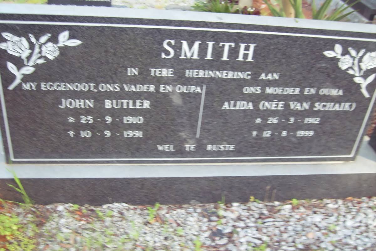 SMITH John Butler 1910-1991 &amp; Alida VAN SCHAIK 1912-1999