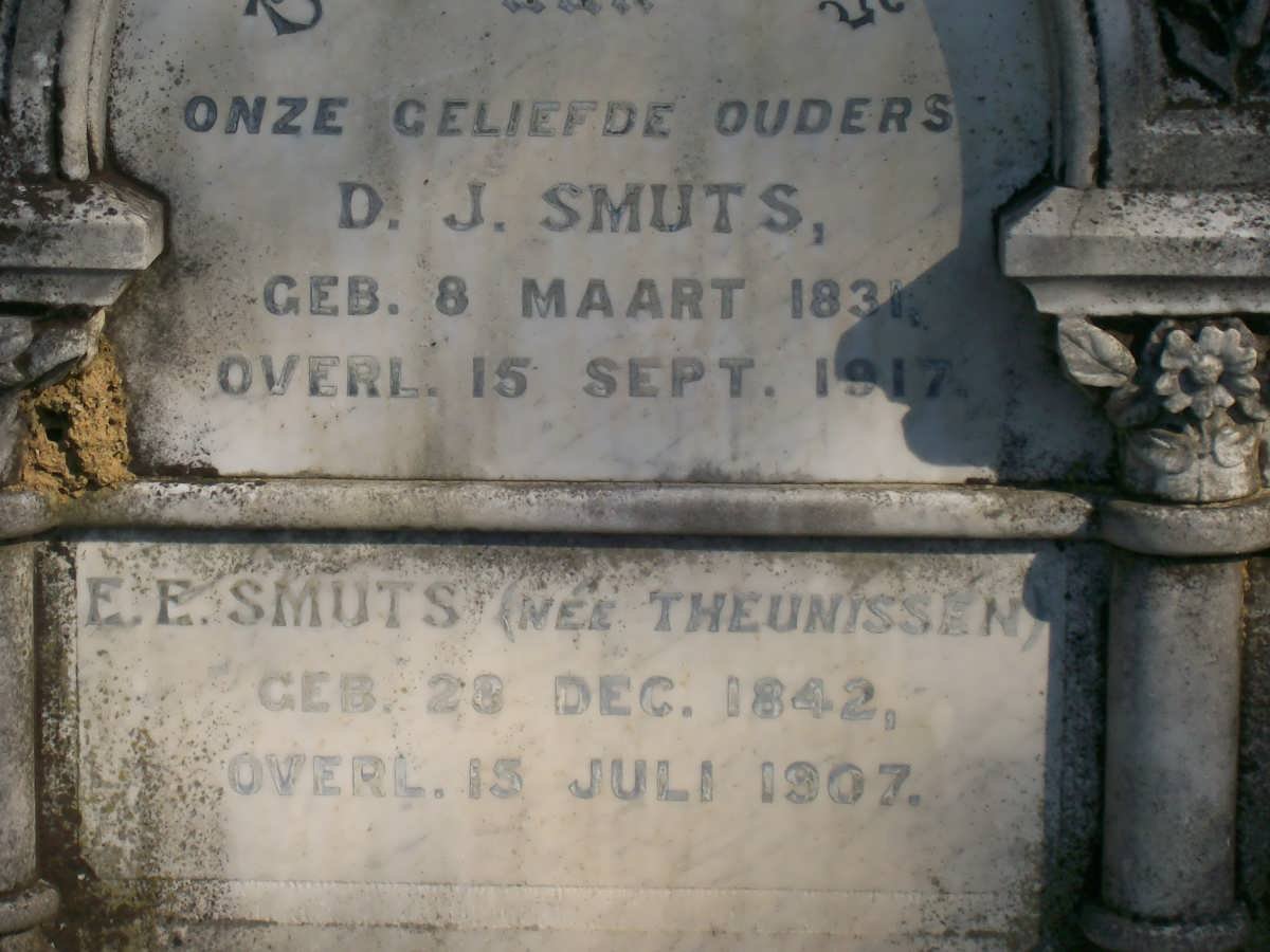 SMUTS D.J. 1831-1917 &amp; E.E. THEUNISSEN 1842-1907