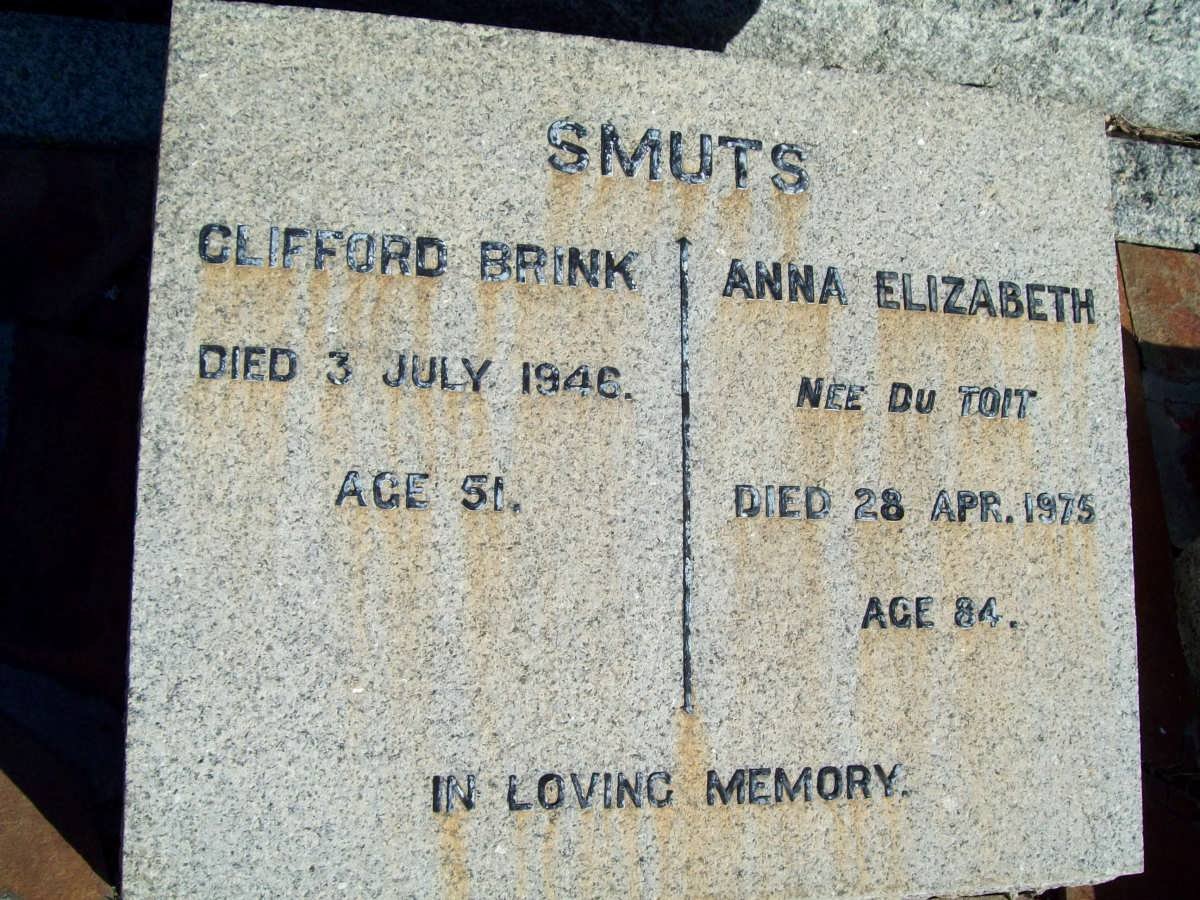 SMUTS Clifford Brink -1946 &amp; Anna Elizabeth DU TOIT -1975