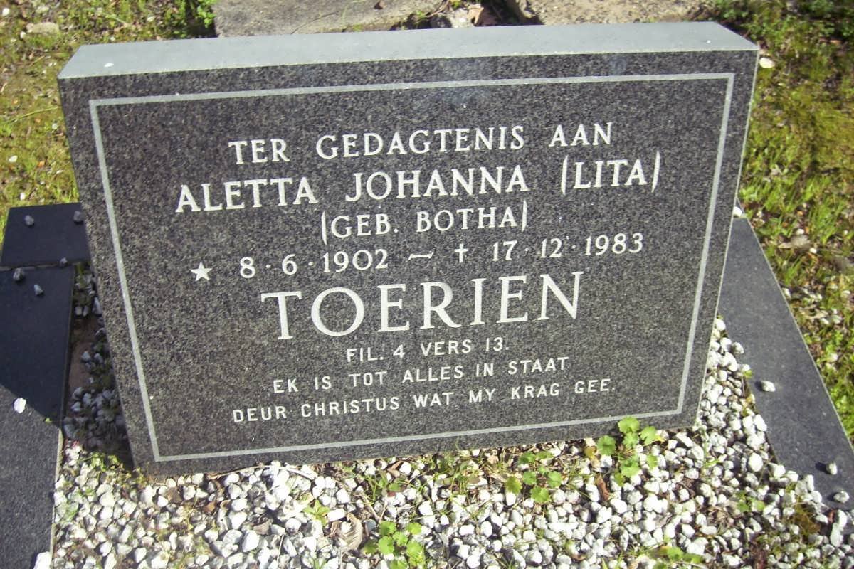 TOERIEN Aletta Johanna nee BOTHA 1902-1983