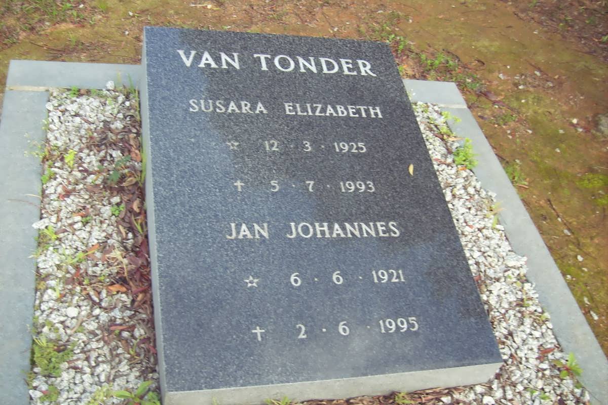 TONDER Jan Johannes, van 1921-1995 &amp; Susara Elizabeth 1925-1993
