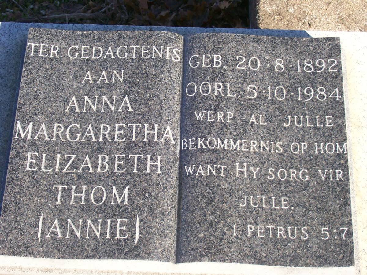 THOM Anna Margaretha Elizabeth 1892-1984