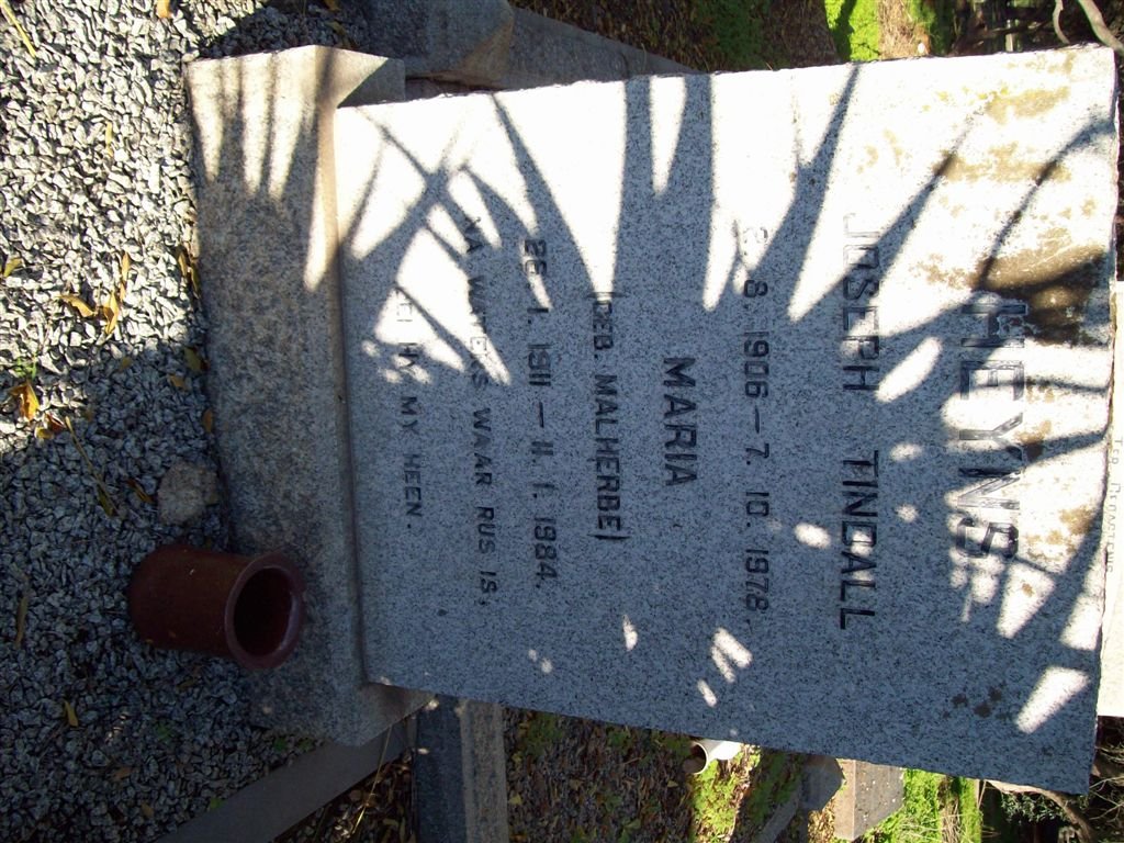 TINDALL Joseph 1906-1978 &amp; Maria MALHERBE 1911-1984