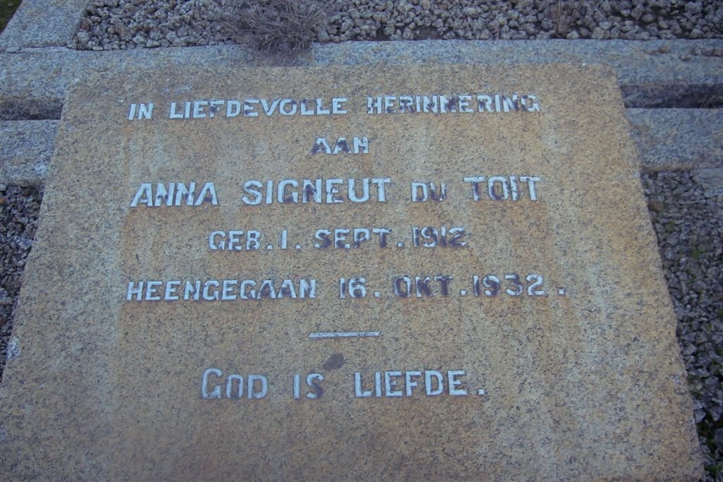 TOIT Anna Signeut, du 1912-1932