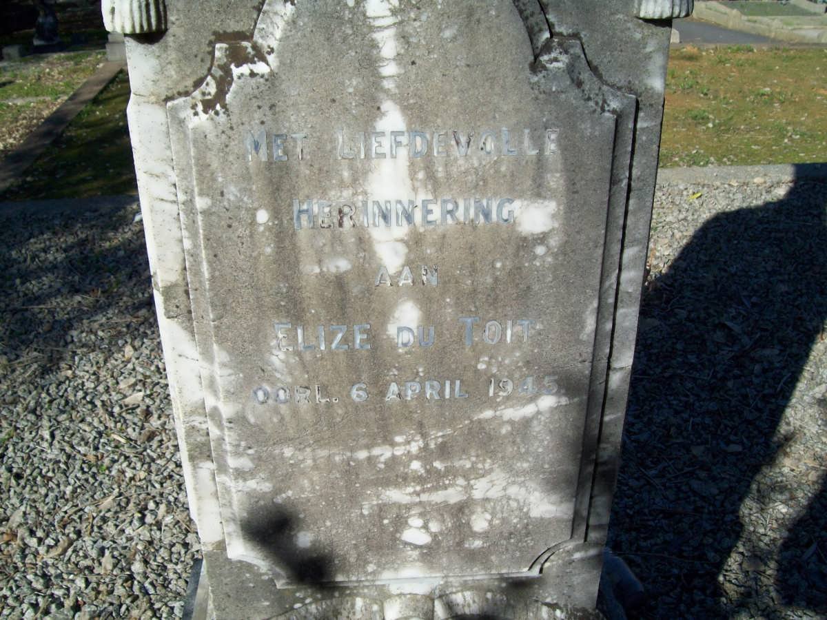 TOIT Jacobus Francois, du 1857-1913 :: DU TOIT Elize -1945