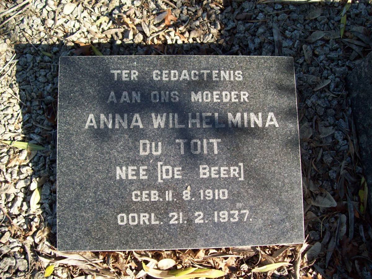 TOIT Anna Wilhelmina, du nee DE BEER 1910-1937
