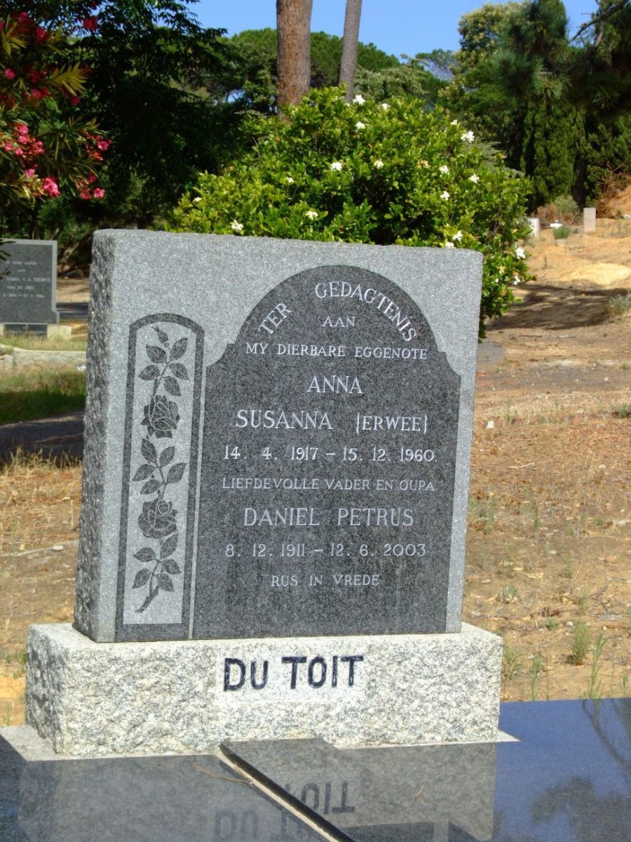 TOIT Daniel Petrus, du 1911-2003 &amp; Anna Susanna ERWEE 1917-1960