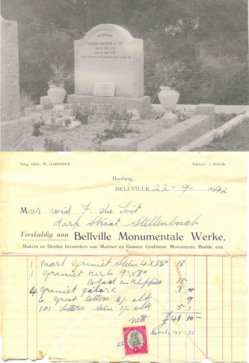 1. Koste van die grafsteen in 1942 !