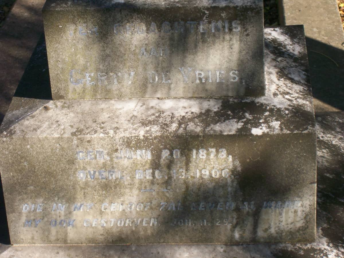 VRIES Gerty, de 1873-1900