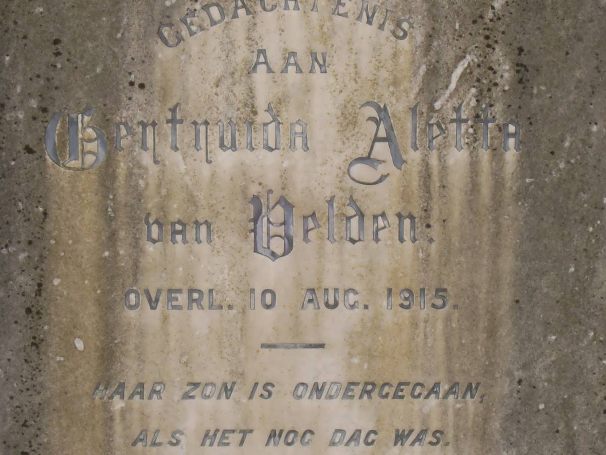 VELDEN Gertruida Aletta, van -1915