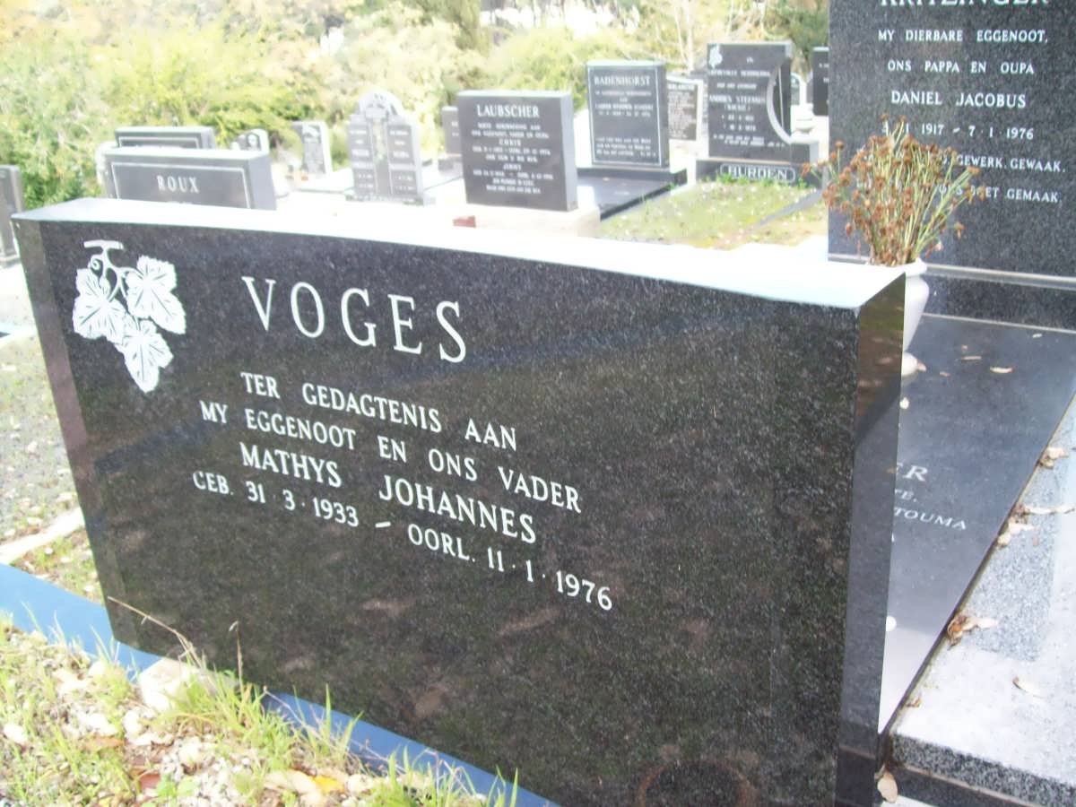 VOGES Mathys Johannes 1933-1976