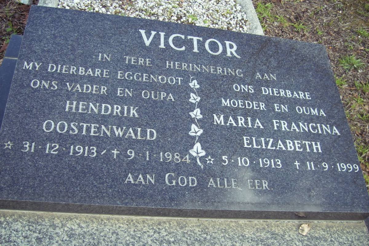 VICTOR Hendrik Oostenwald 1913-1984 &amp; Maria Francina Elizabeth 1913-1999