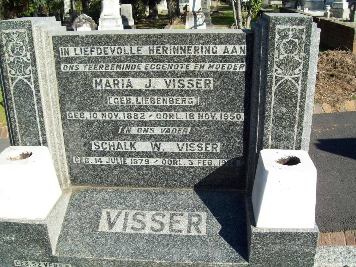 VISSER Schalk W. 1879-1956 &amp; Maria J. LIEBENBERG 1882-1950