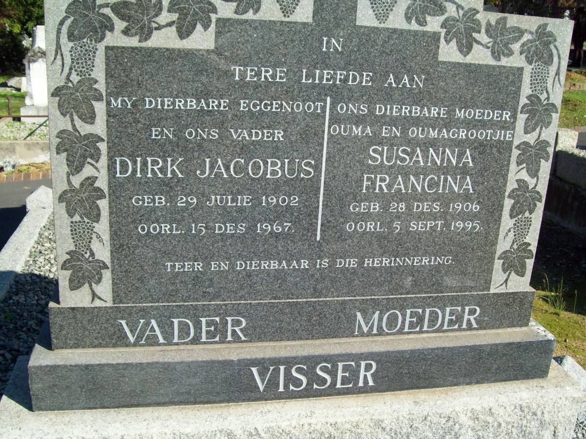VISSER Dirk Jacobus 1902-1967 &amp; Susanna Francina 1906-1995