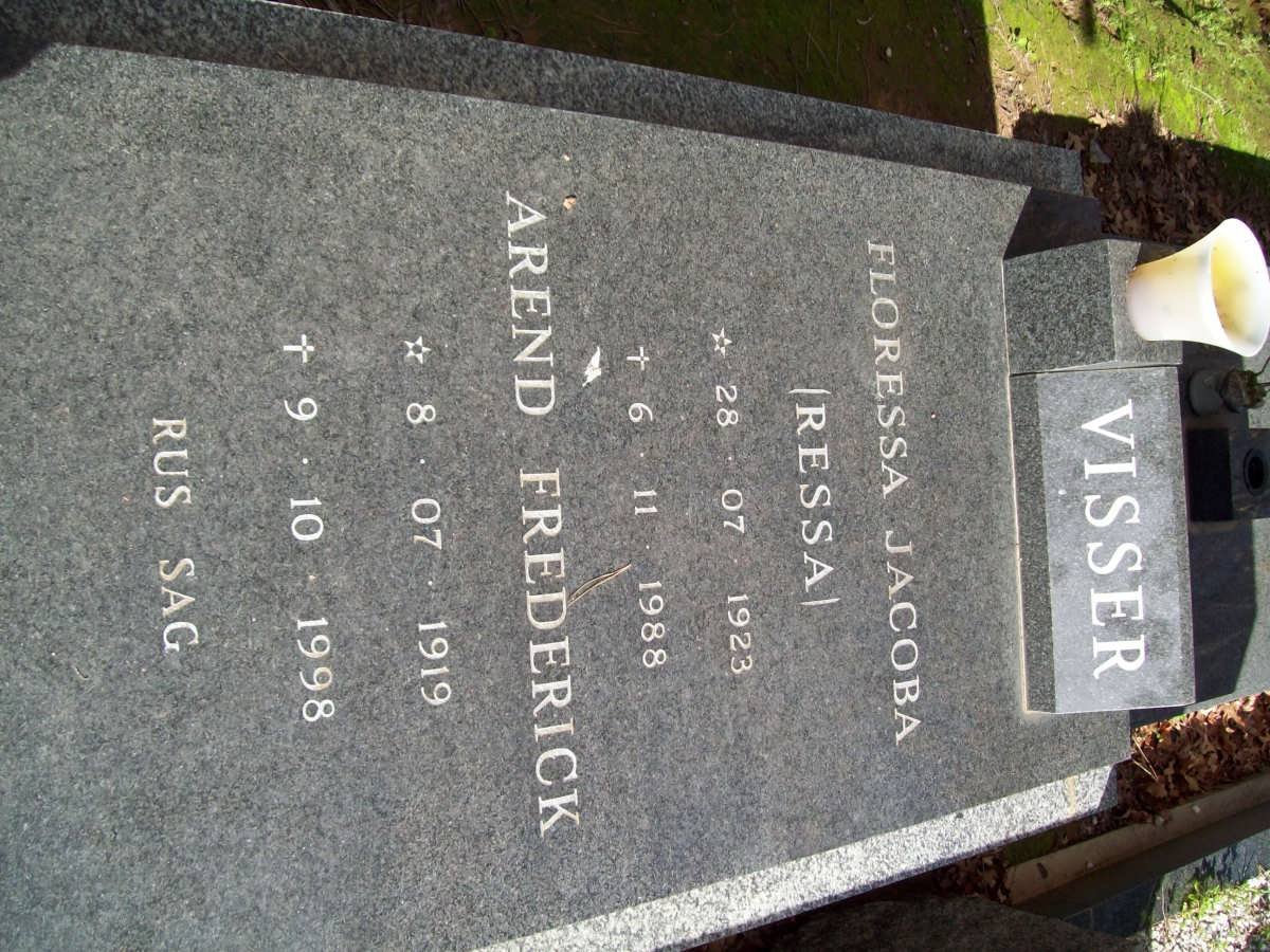 VISSER Arend Frederick 1919-1998 &amp; Floressa Jacoba 1928-1988