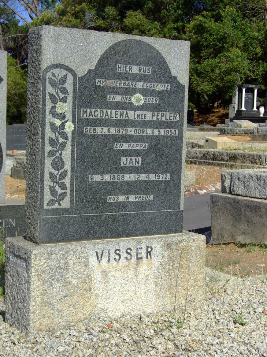 VISSER Jan 1888-1972 &amp; Magdalena PEPLER 1879-1950