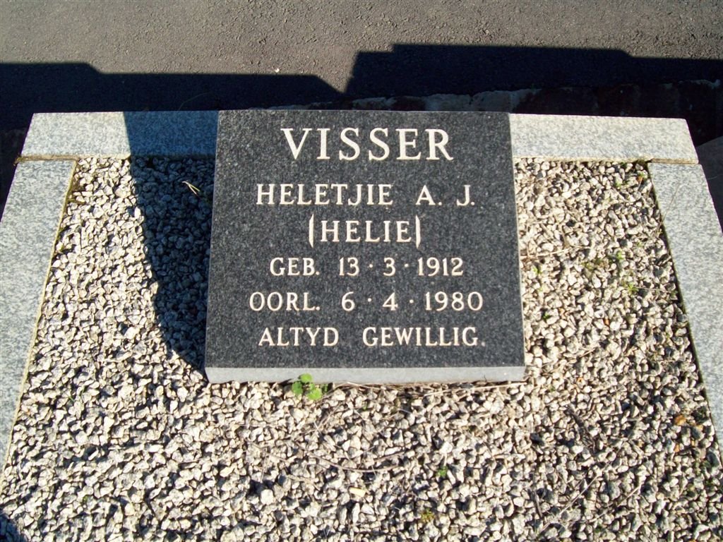 VISSER Heletjie A.J. 1912-1980
