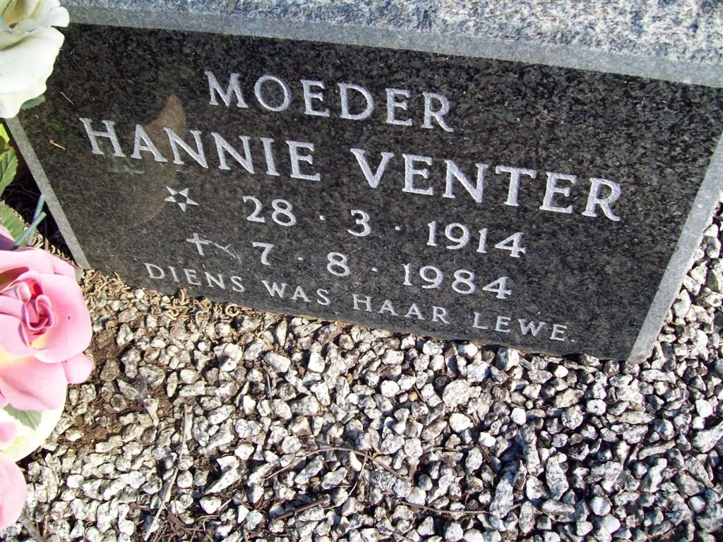 VENTER Hannie 1914-1984