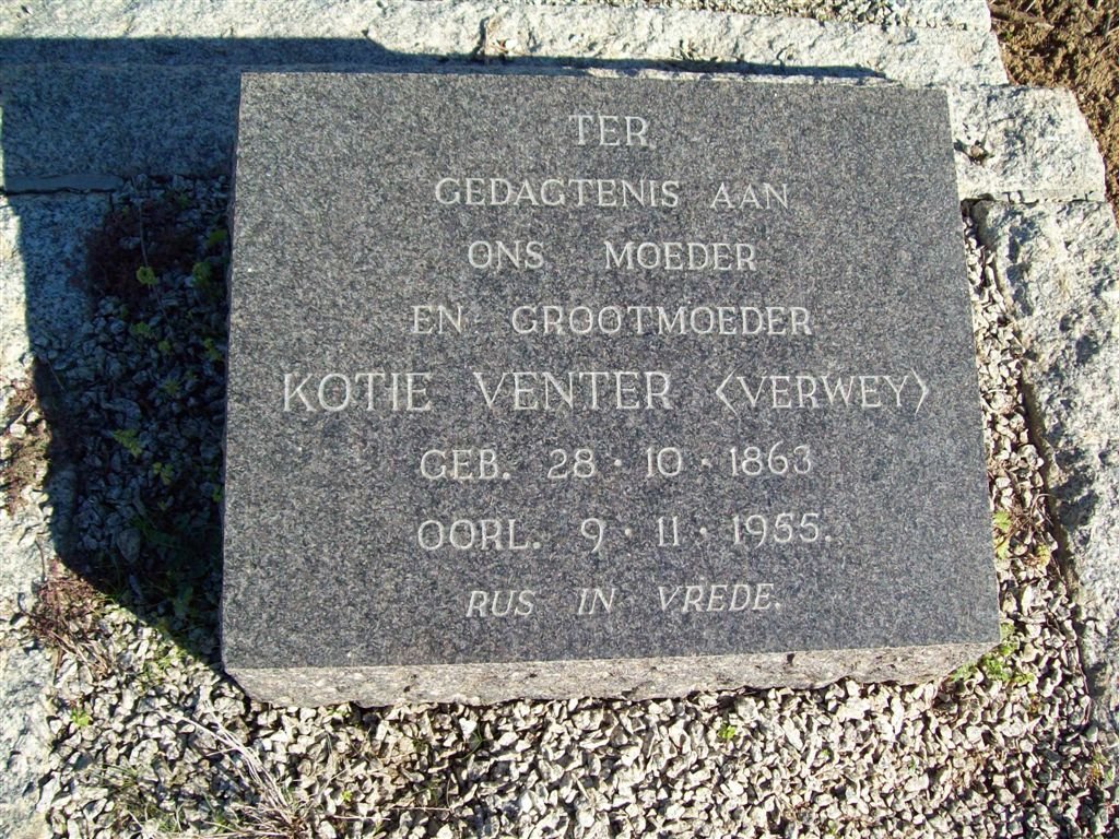 VENTER Kotie nee VERWEY 1863-1955