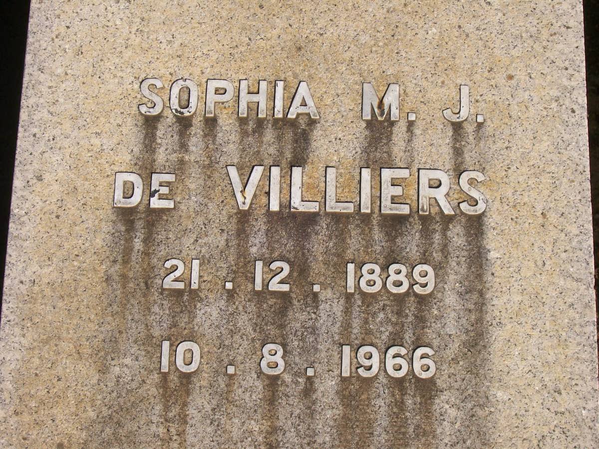 VILLIERS Sophia M.J., de 1889-1966