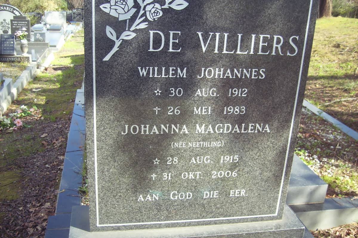 VILLIERS Willem Johannes, de 1912-1983 &amp; Johanna Magdalena NEETHLING 1915-2006