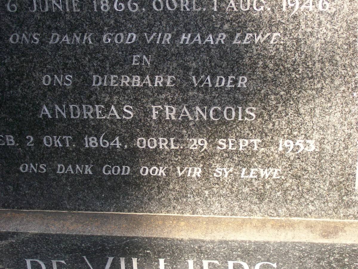 VILLIERS Andreas Francois, de 1864-1953 &amp; Maria Johanna ? 1866-194?