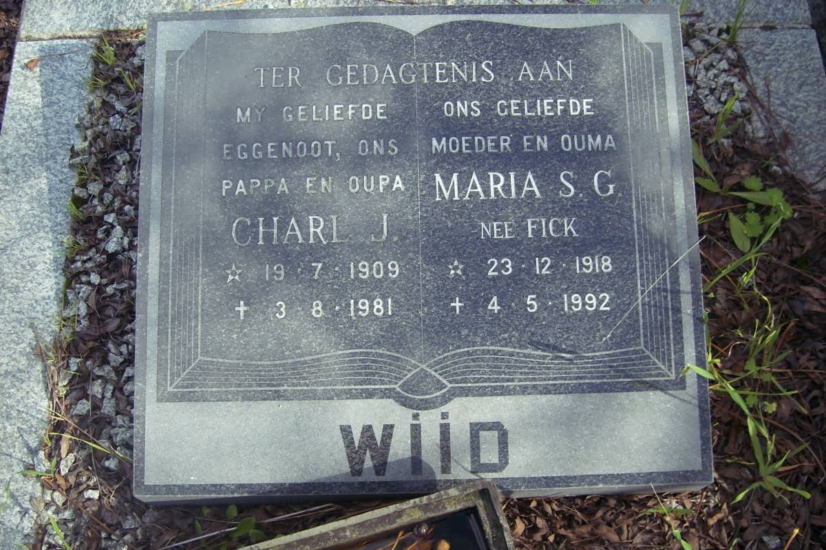 WIID Charl J. 1909-1981 &amp; Maria S.G. FICK 1918-1992