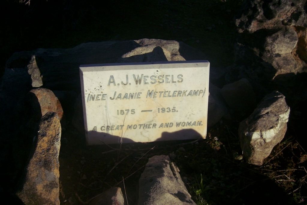 WESSELS A.J. nee METELERKAMP 1875-1935