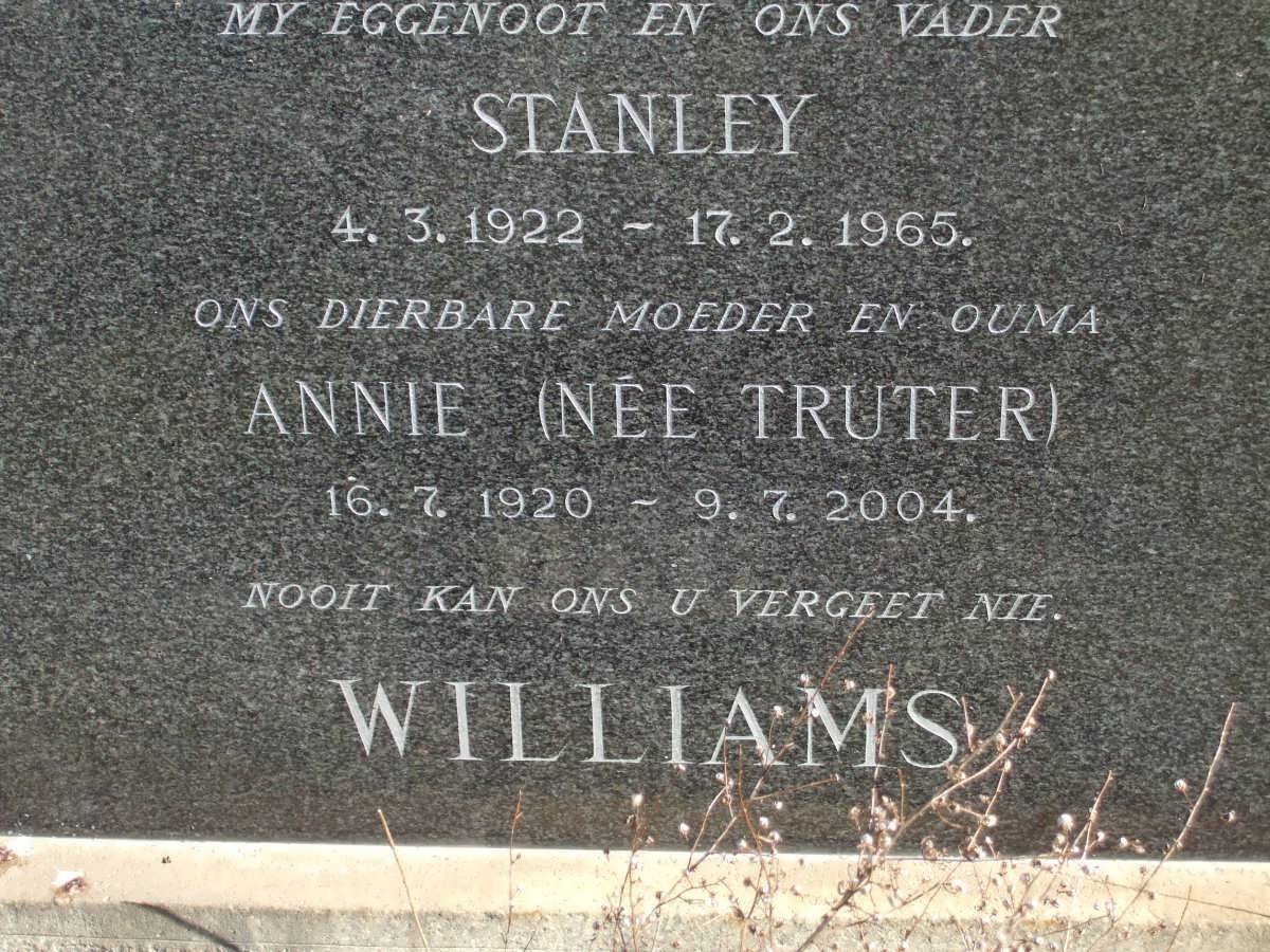 WILLIAMS Stanley 1922-1965 &amp; Annie TRUTER 1920-2004