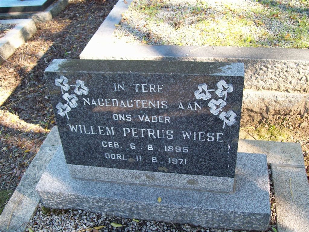 WIESE Willem Petrus 1895-1971