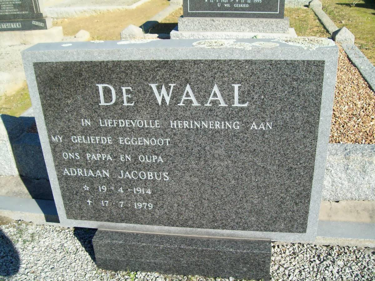 WAAL Adriaan Jacobus, de 1914-1979