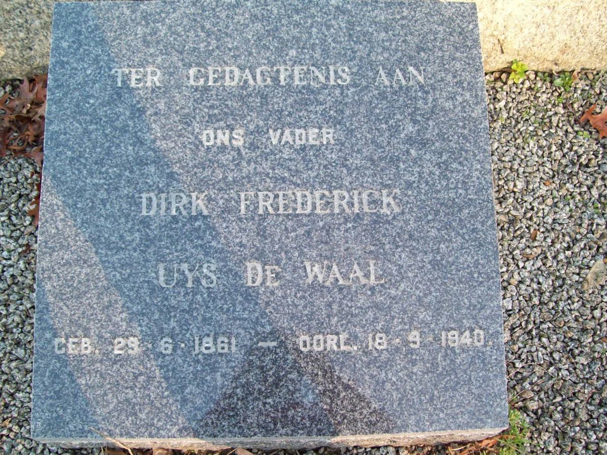 WAAL Dirk Frederick Uys, de 1861-1940
