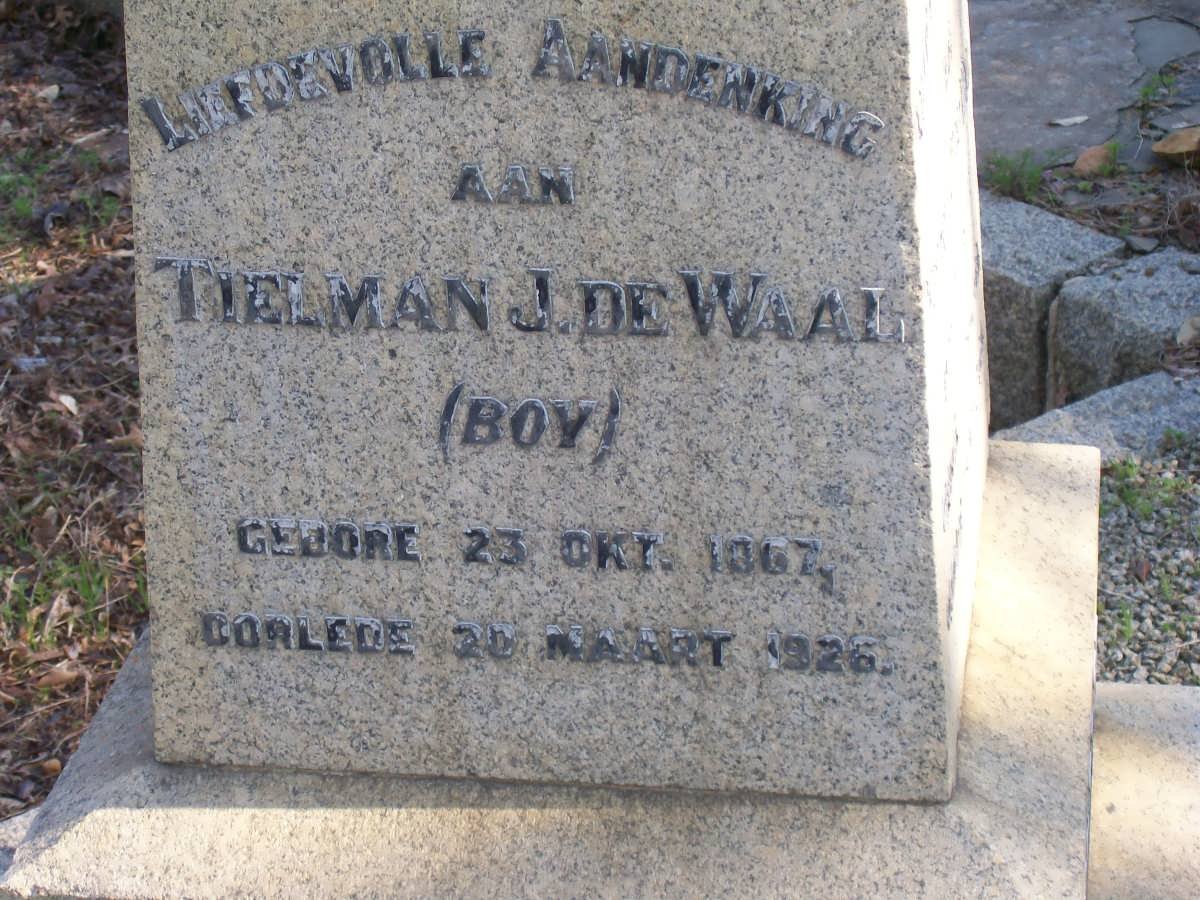 WAAL Tielman J., de 1867-1926 &amp; Hester A.F. THERON 1871-19?9
