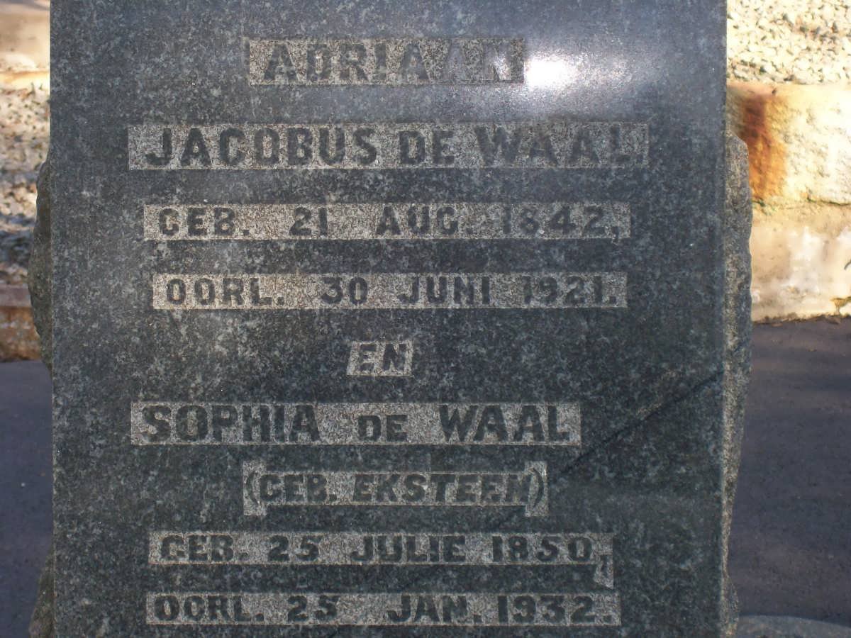WAAL Adriaan Jacobus, de 1842-1921 &amp; Sophia EKSTEEN 1850-1932