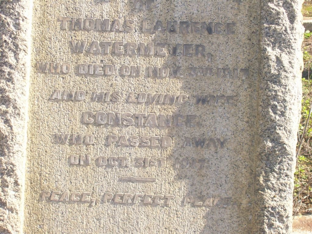 WATERMEYER Thomas Laurence -1917 &amp; Constance -1917
